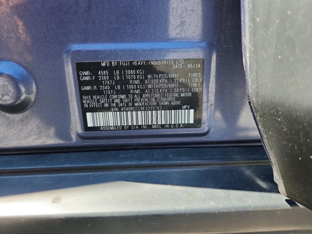 2014 SUBARU OUTBACK 2.5I PREMIUM photo 12