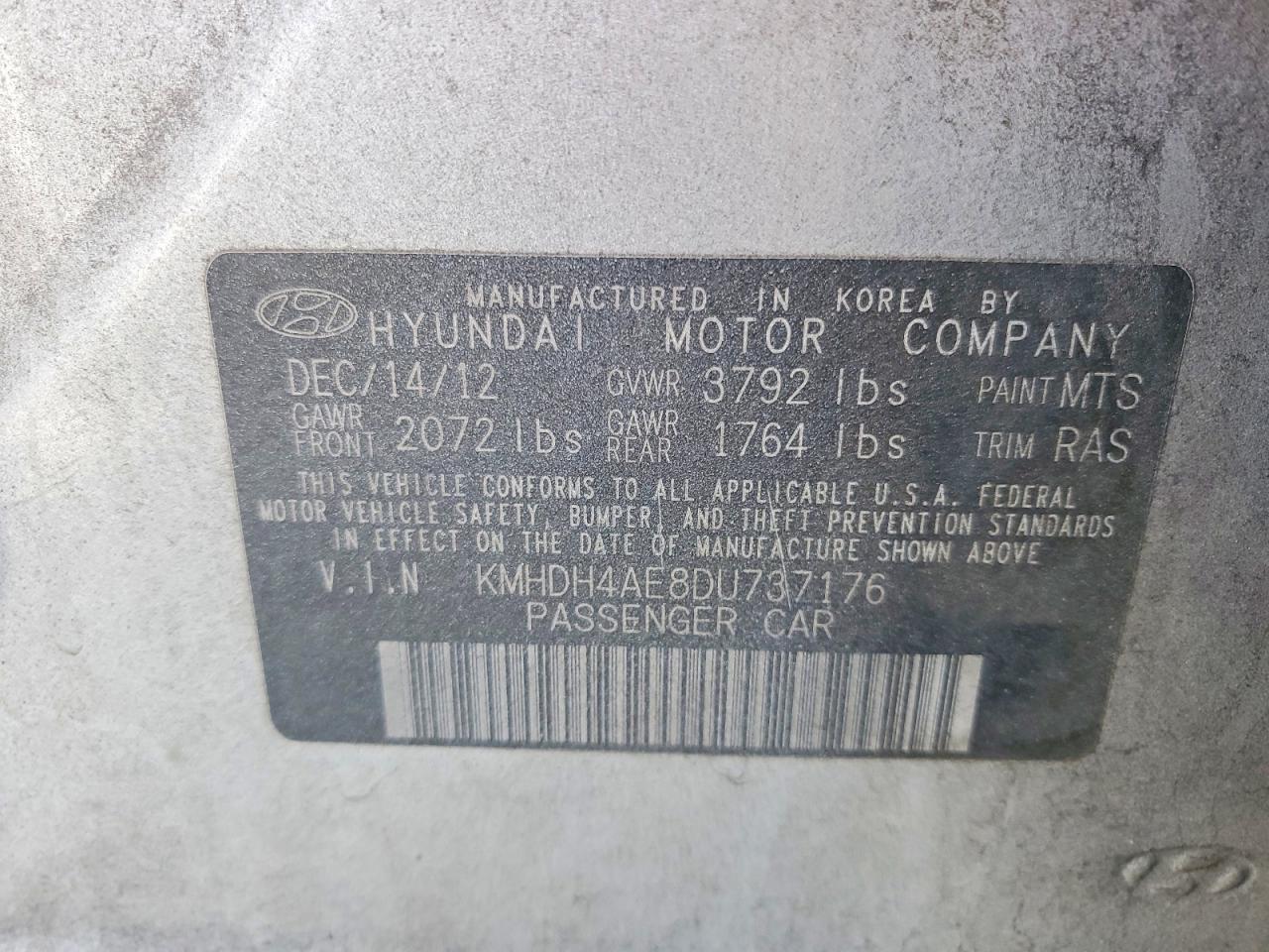 2013 HYUNDAI ELANTRA GLS photo 23