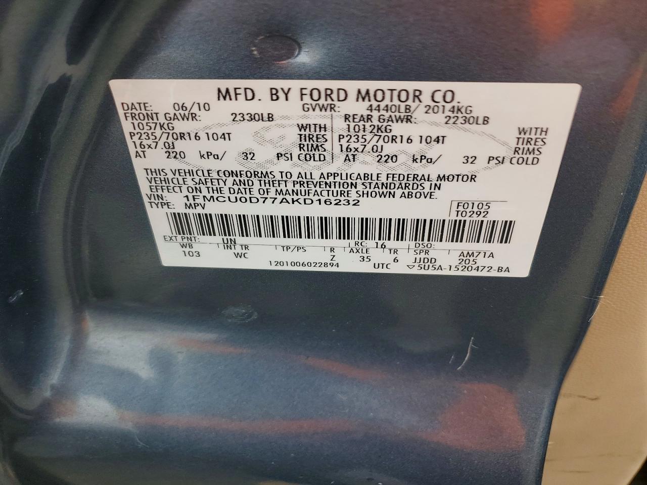 2010 FORD ESCAPE XLT photo 34