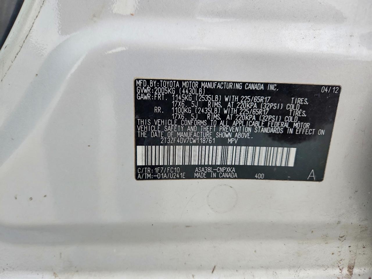 2012 TOYOTA RAV4 BASE photo 12