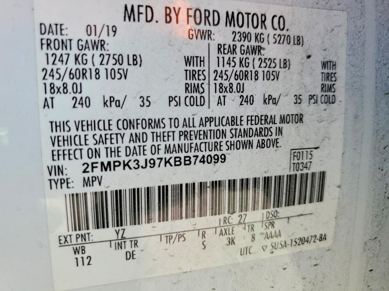 2019 FORD EDGE SEL photo 25
