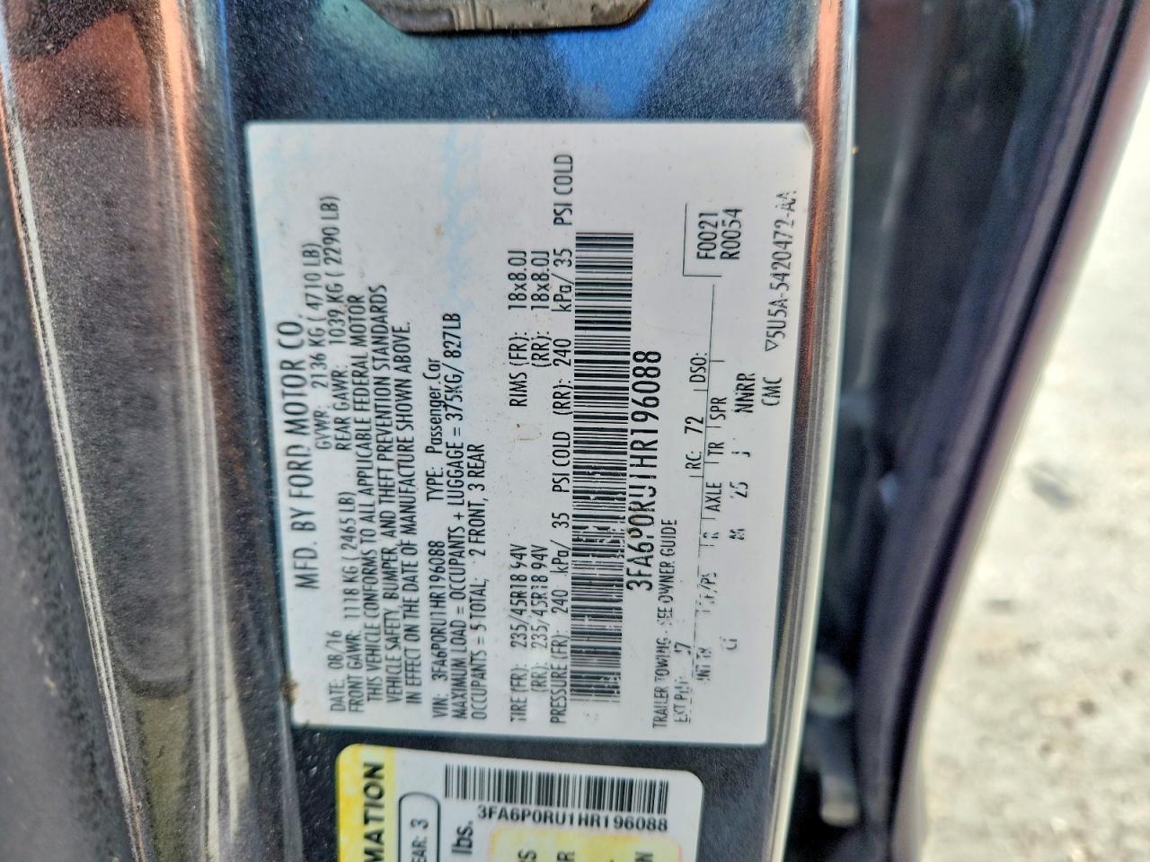 2017 FORD FUSION TITANIUM HEV photo 25
