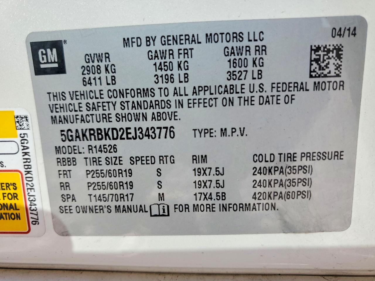 2014 BUICK ENCLAVE photo 27