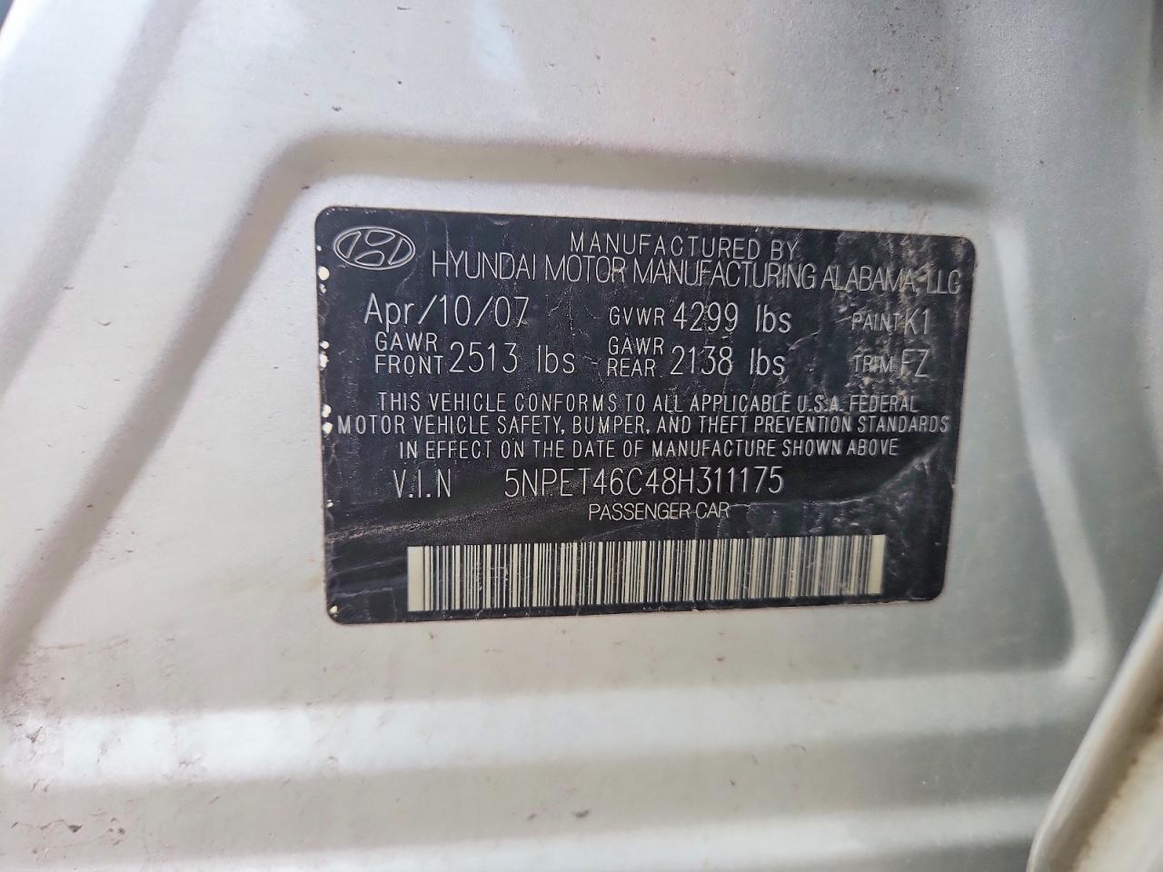 2008 HYUNDAI SONATA GLS photo 34