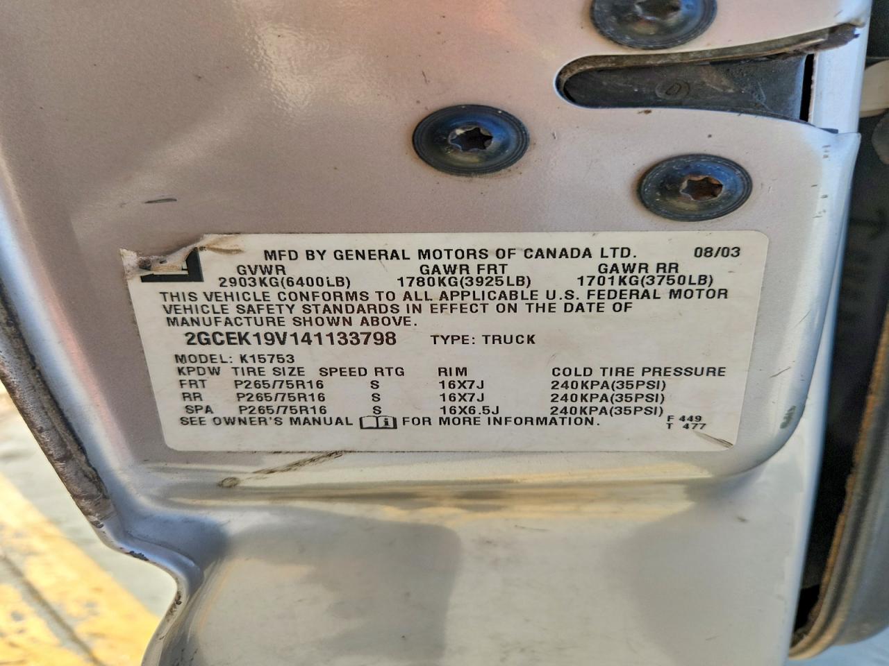 2004 CHEVROLET SILVERADO K1500 photo 23