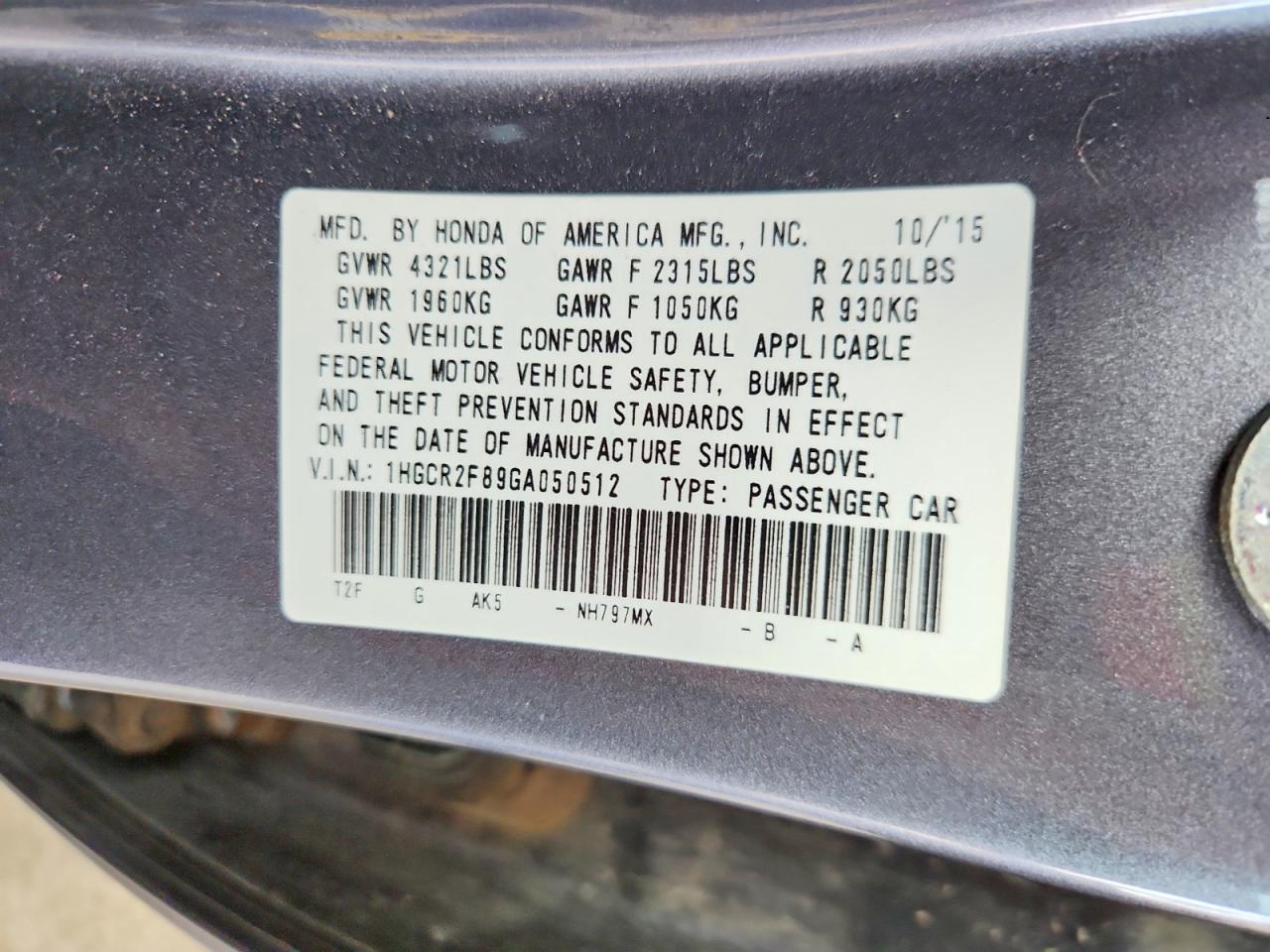 2016 HONDA ACCORD EXL photo 23