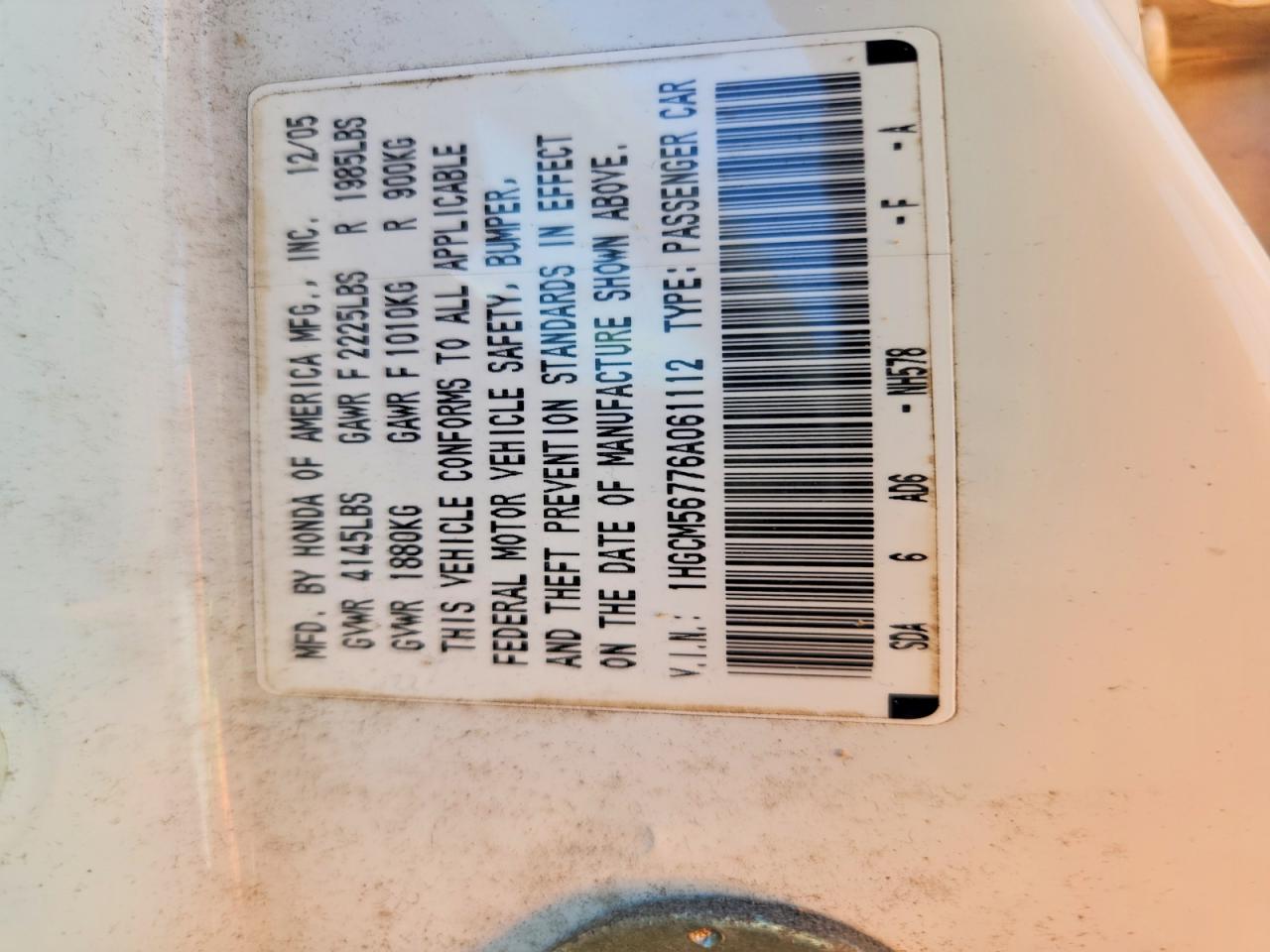 2006 HONDA ACCORD photo 23