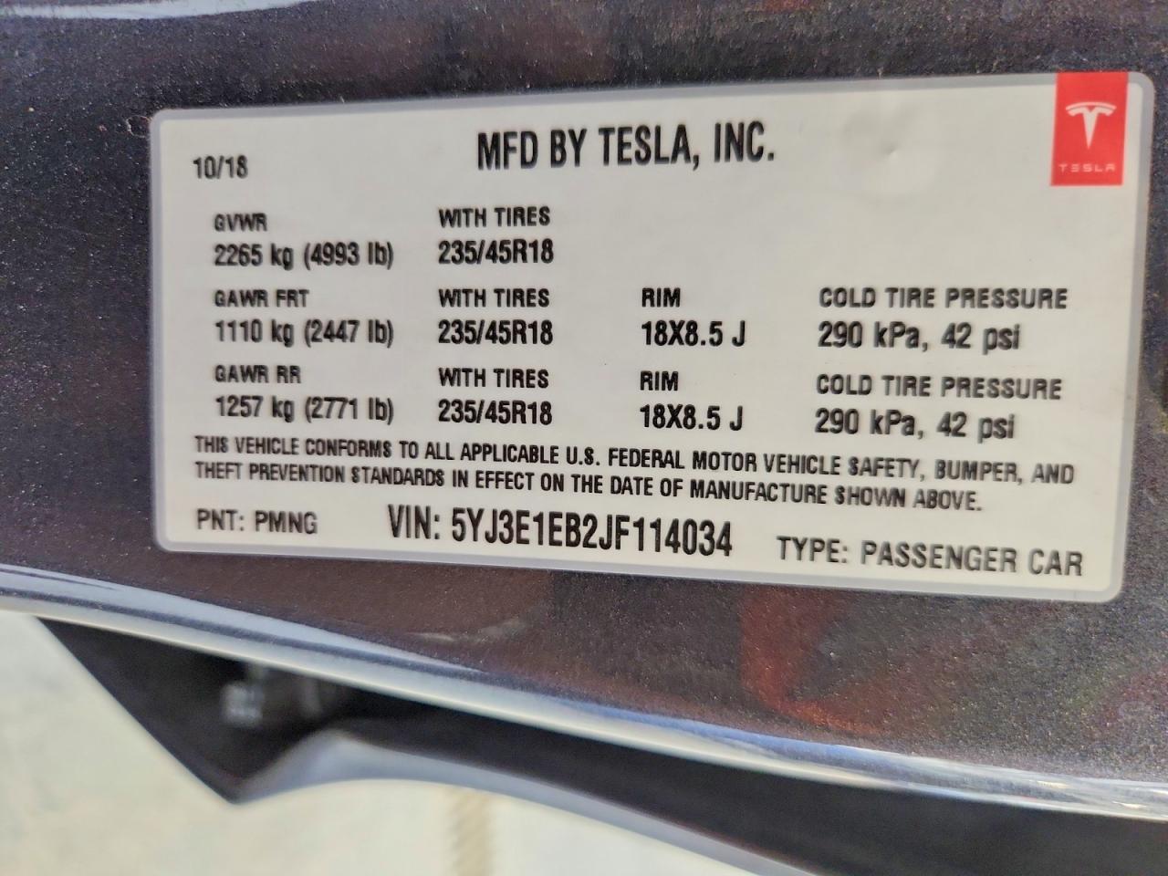2018 TESLA MODEL 3 photo 23