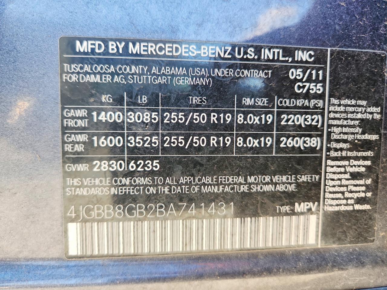 2011 MERCEDES-BENZ ML 350 4MATIC photo 25