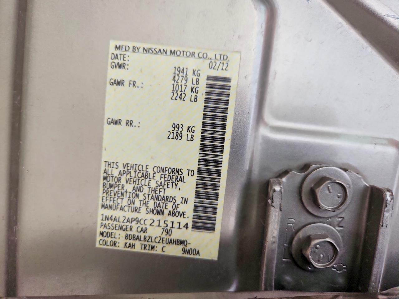 2012 NISSAN ALTIMA 2.5 photo 12