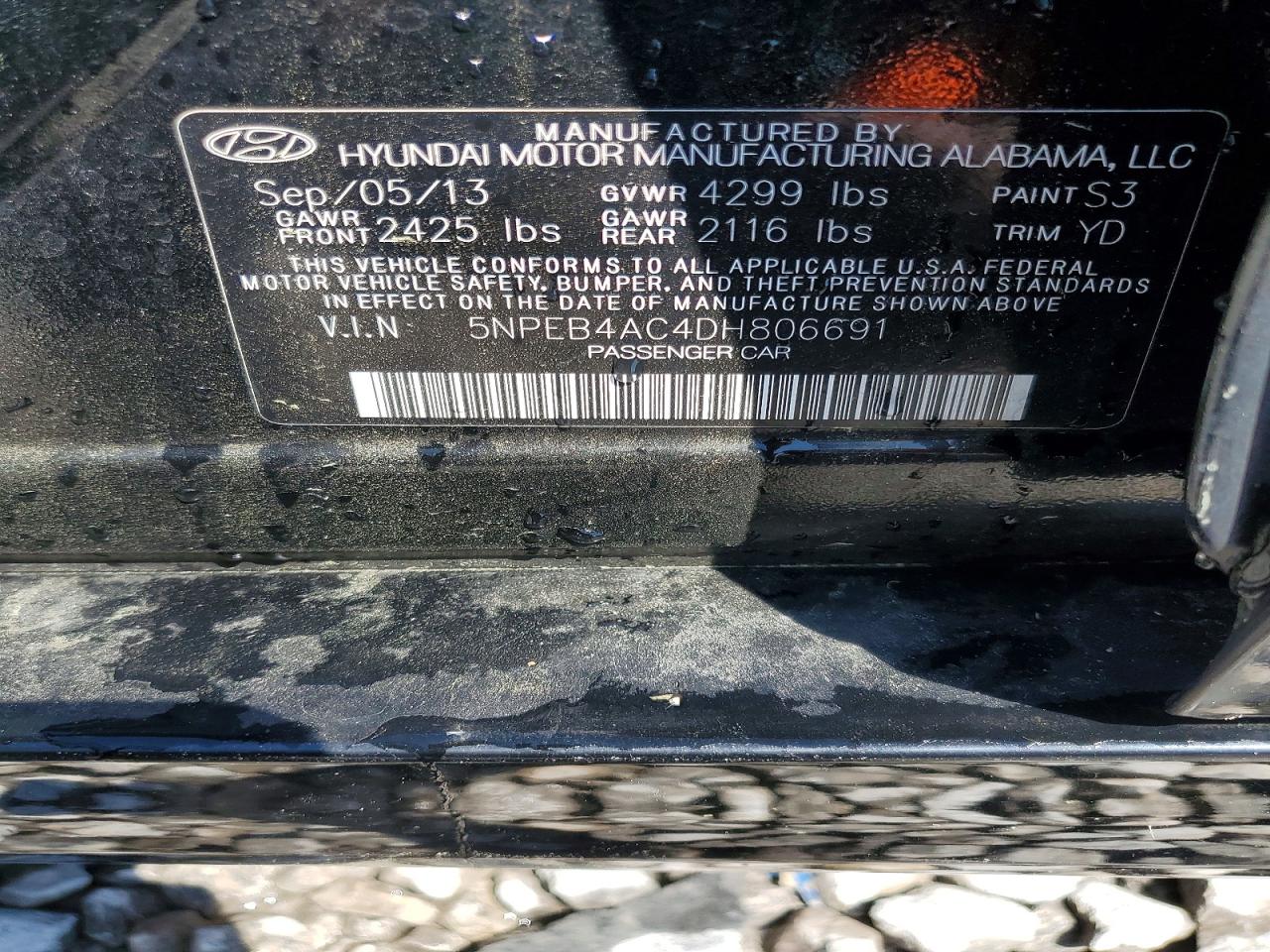 2013 HYUNDAI SONATA GLS photo 34