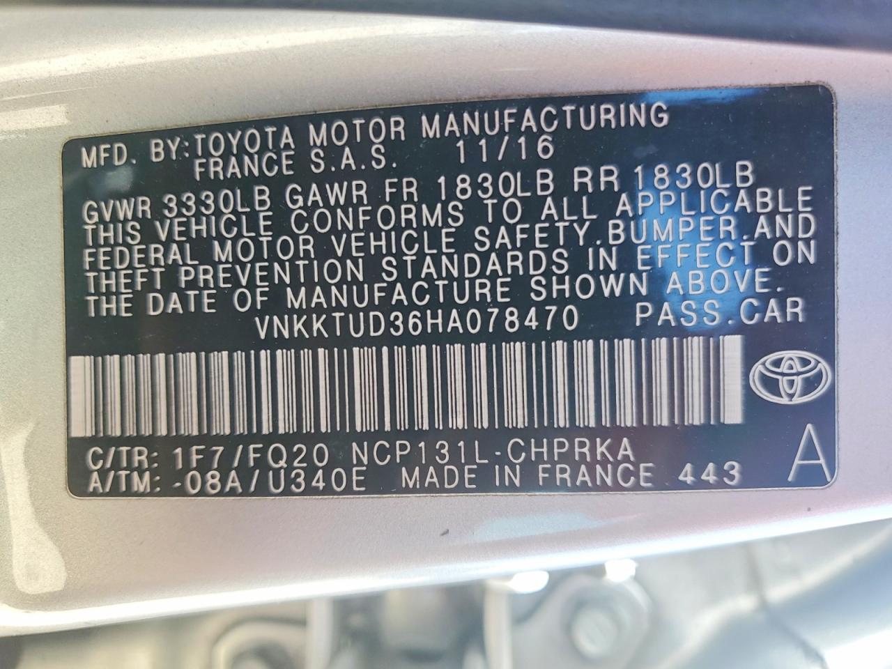 2017 TOYOTA YARIS 5-DOOR L FLEET photo 23