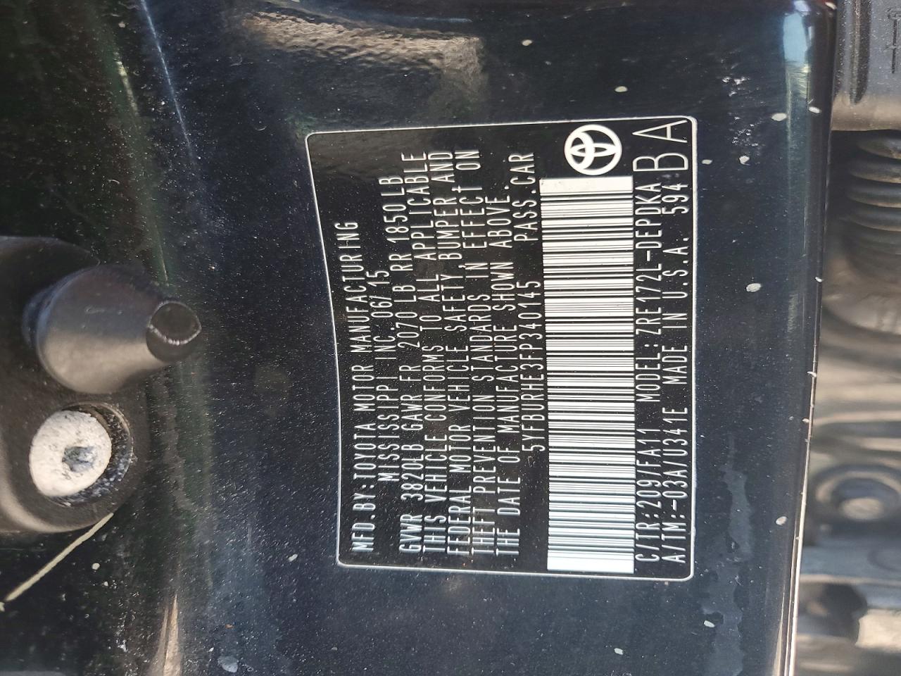 2015 TOYOTA COROLLA L photo 12