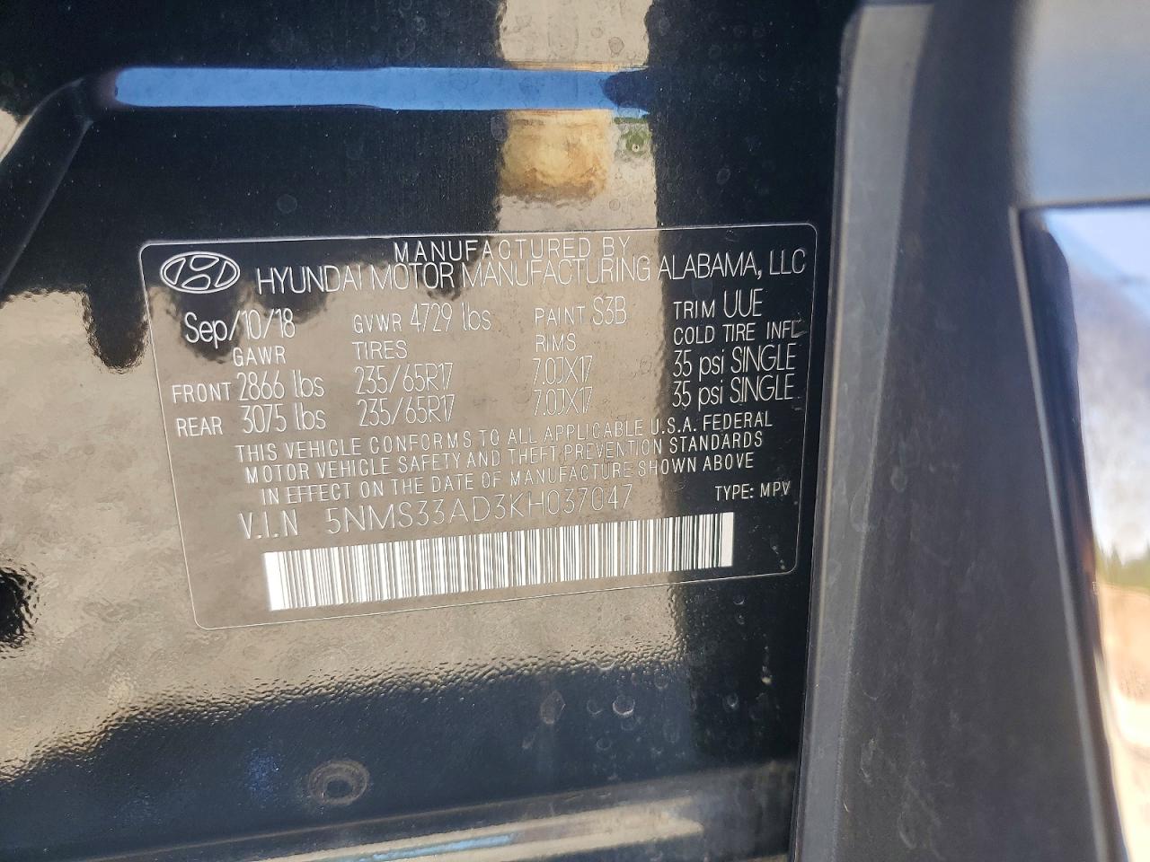2019 HYUNDAI SANTA FE SEL 2.4L photo 23