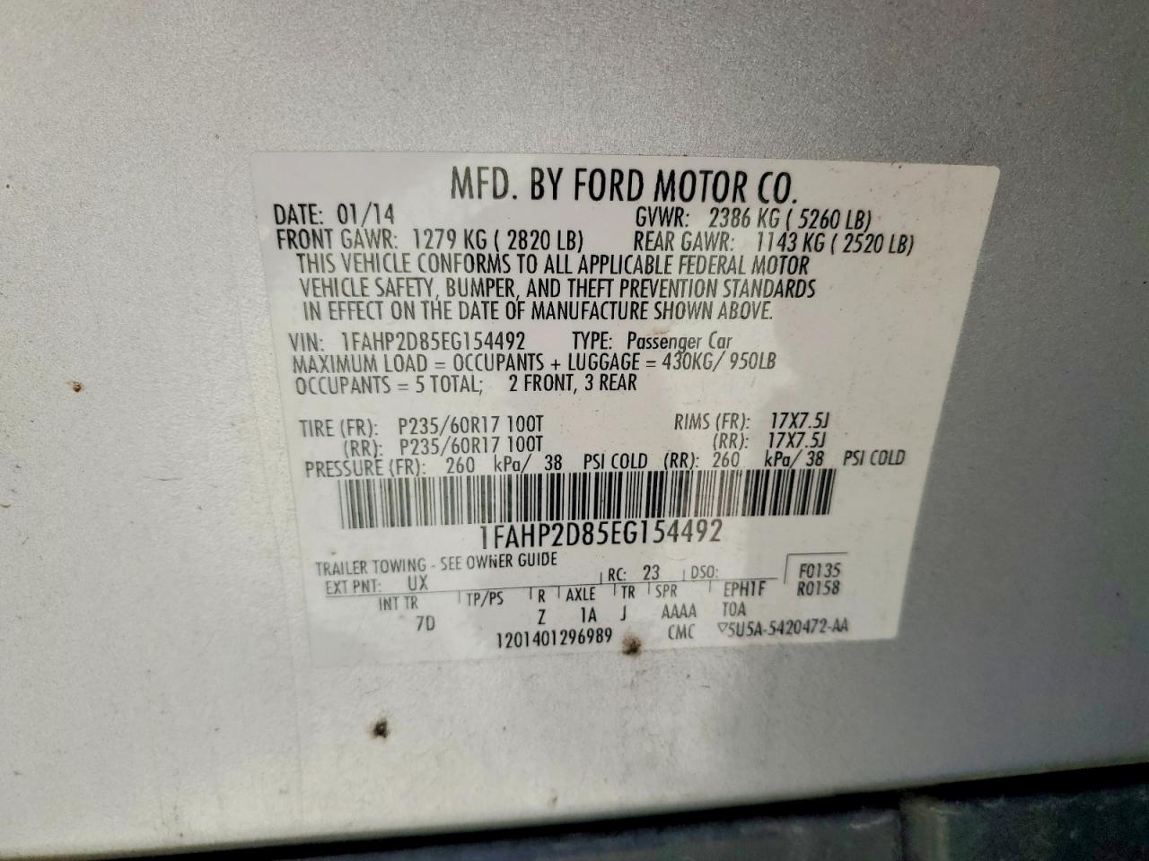 2014 FORD TAURUS SE photo 23