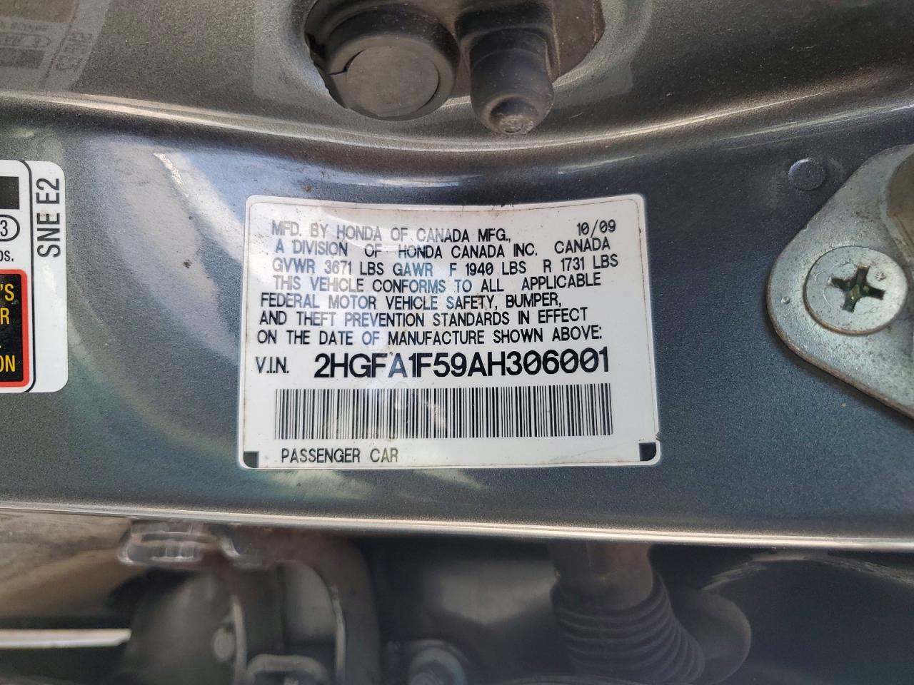 2010 HONDA CIVIC LX photo 23