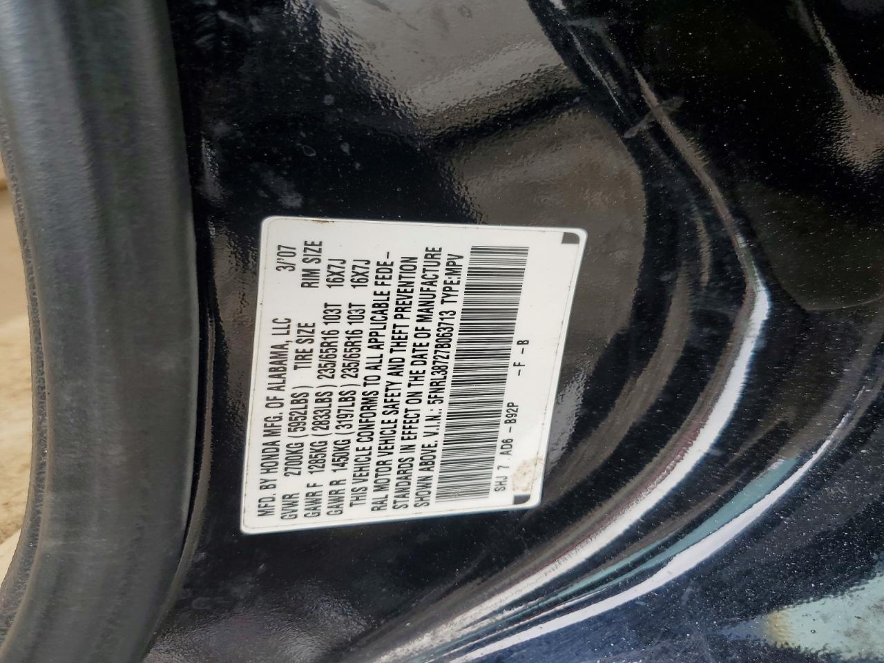 2007 HONDA ODYSSEY EXL photo 25