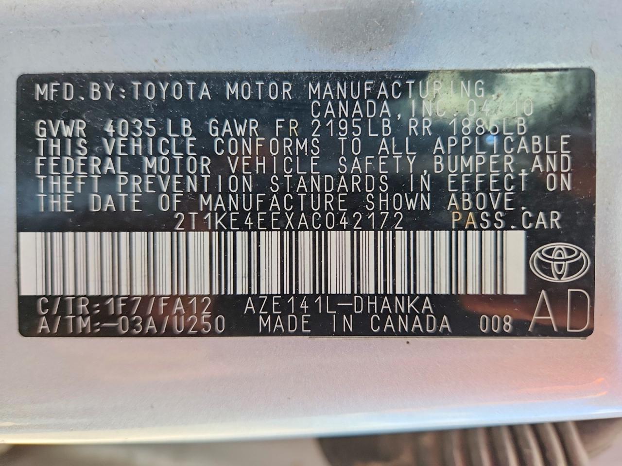 2010 TOYOTA COROLLA MATRIX S photo 12