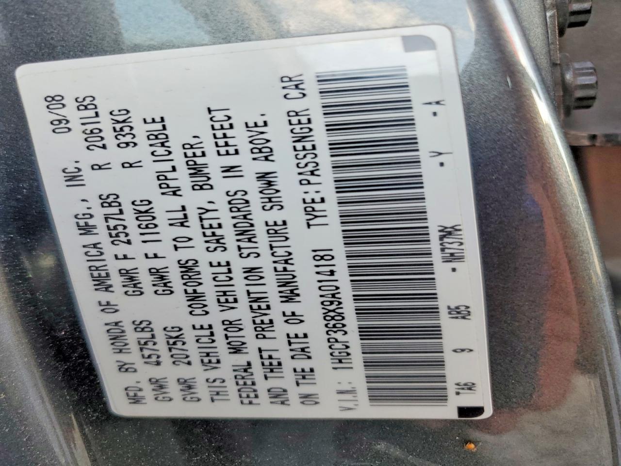 2009 HONDA ACCORD EXL photo 23