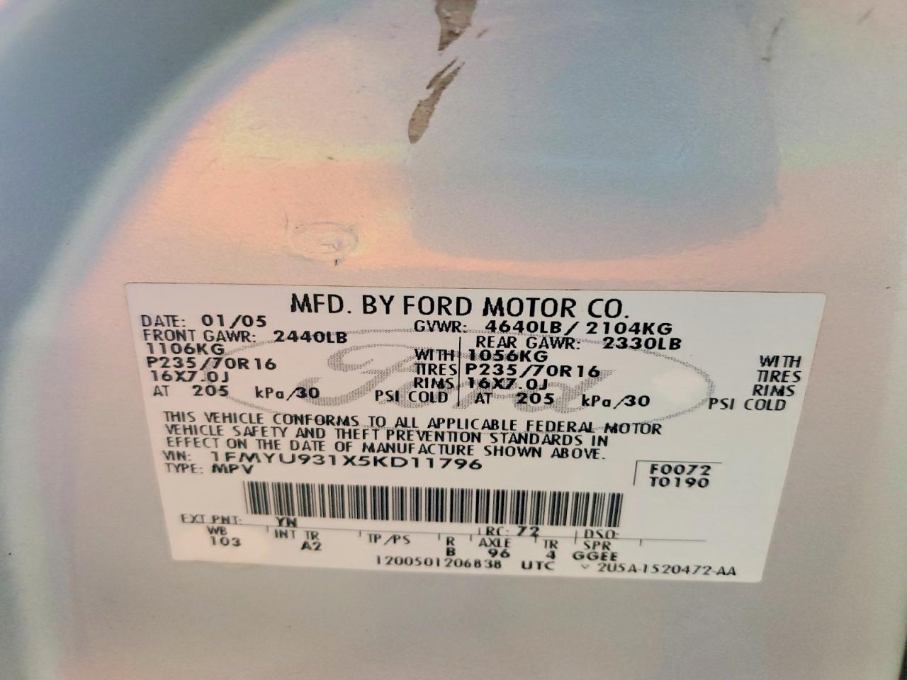 2005 FORD ESCAPE XLT photo 34