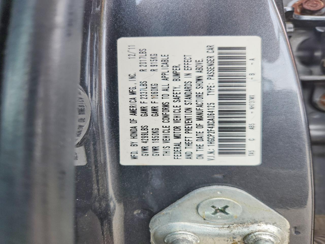 2012 HONDA ACCORD LXP photo 34