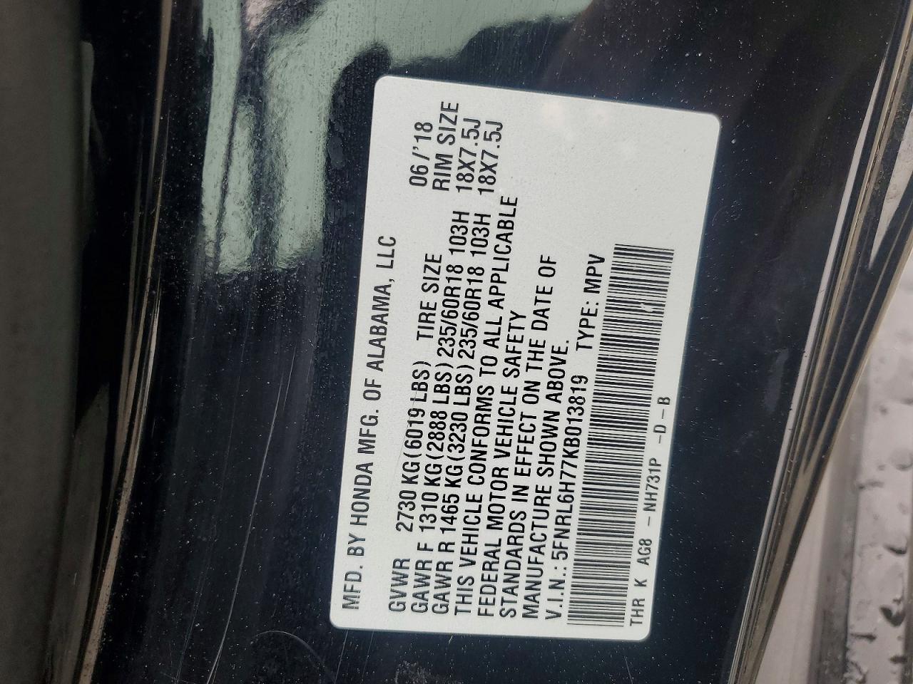 2019 HONDA ODYSSEY photo 25