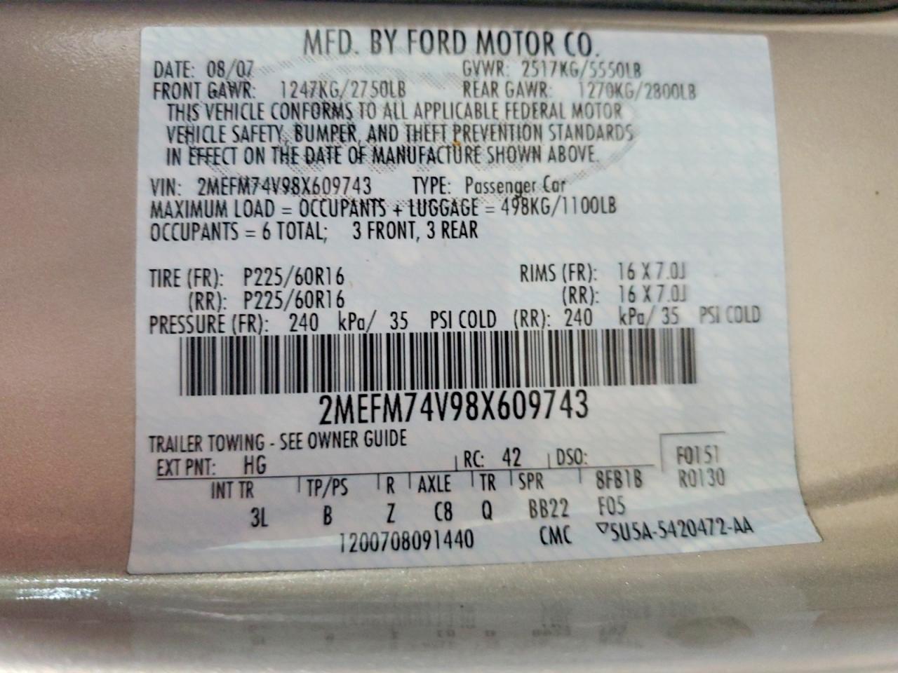 2008 MERCURY GRAND MARQUIS GS photo 23