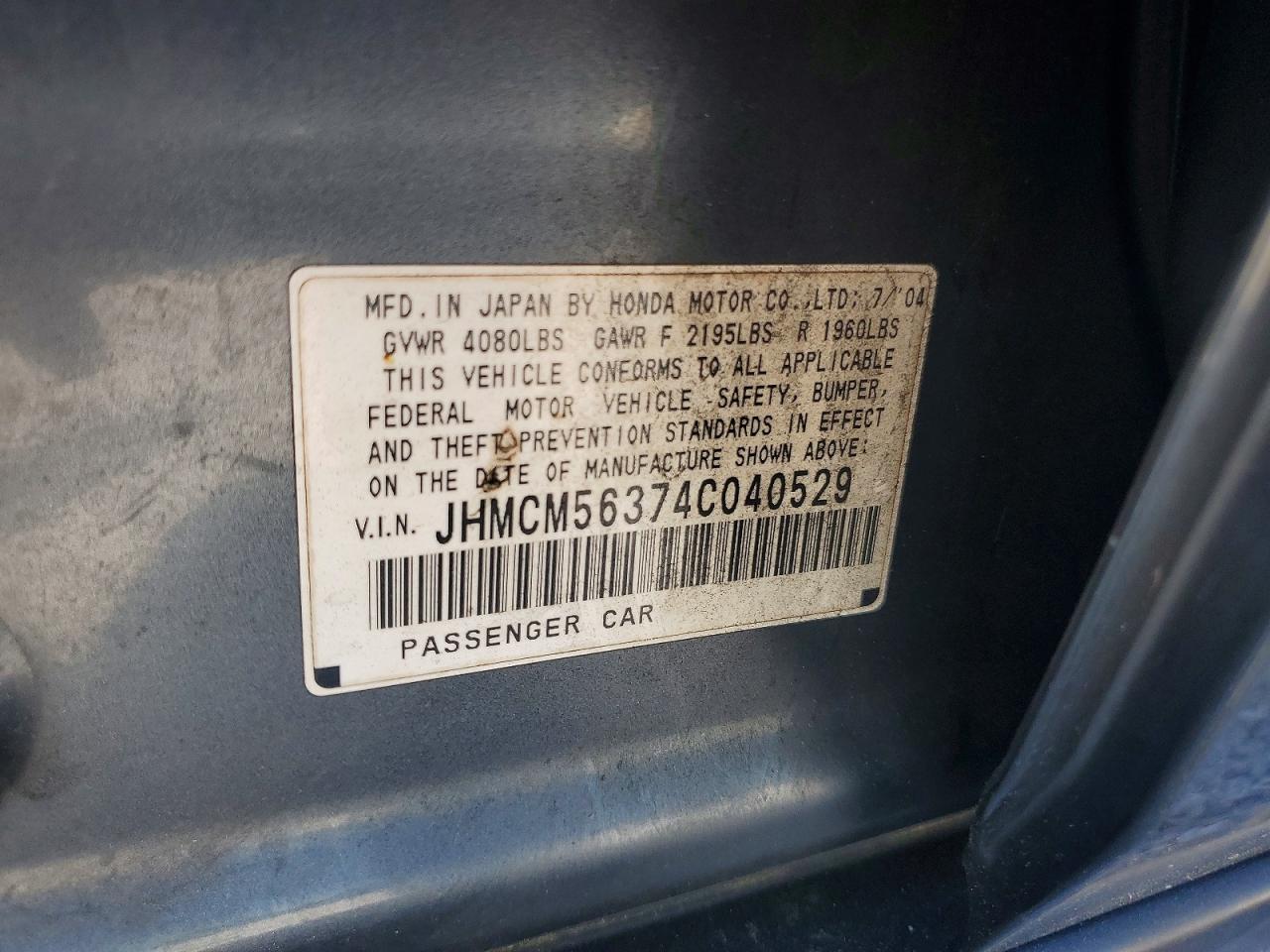 2004 HONDA ACCORD LX photo 23
