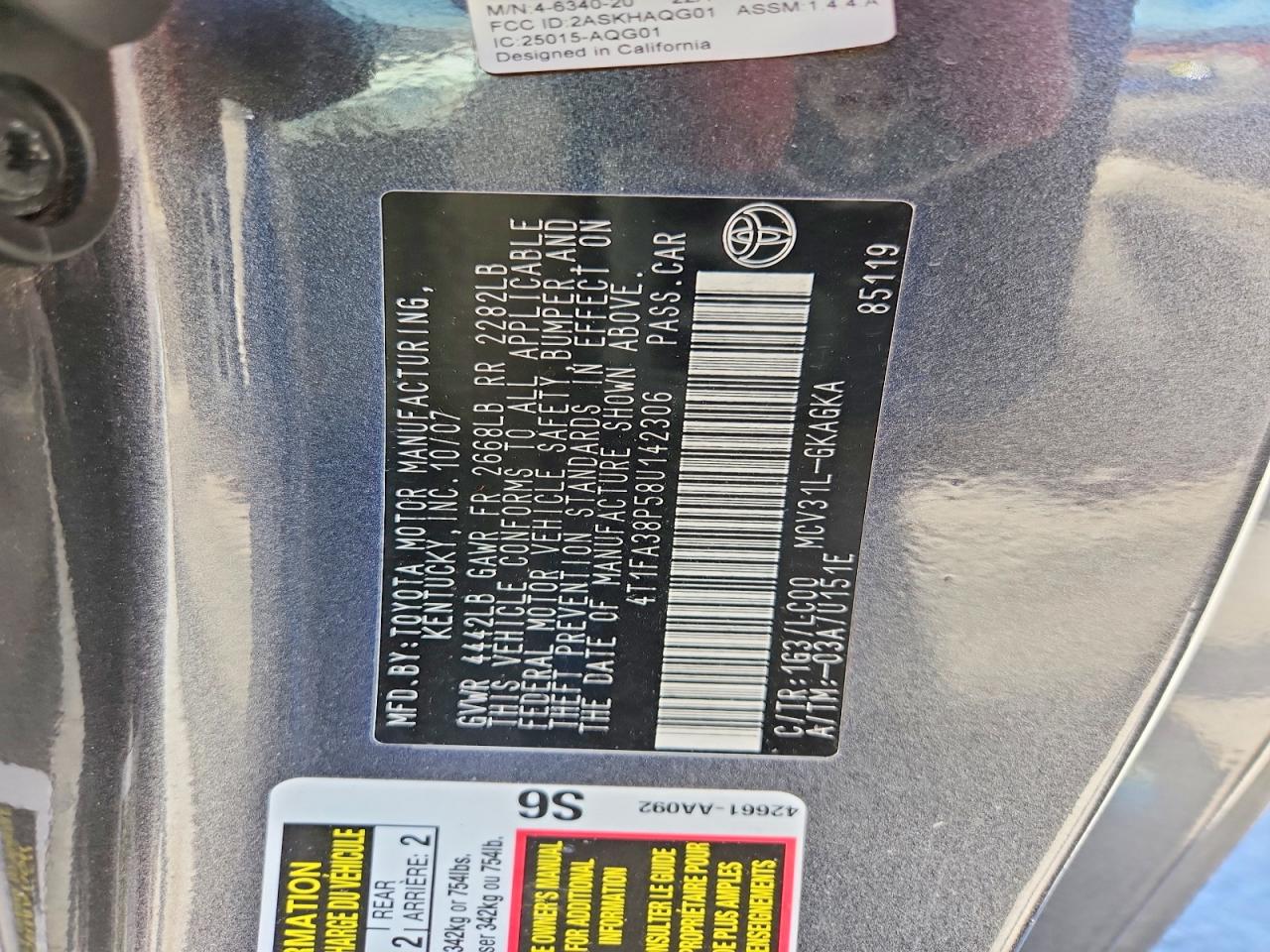 2008 TOYOTA CAMRY SOLARA SLE V6 photo 37