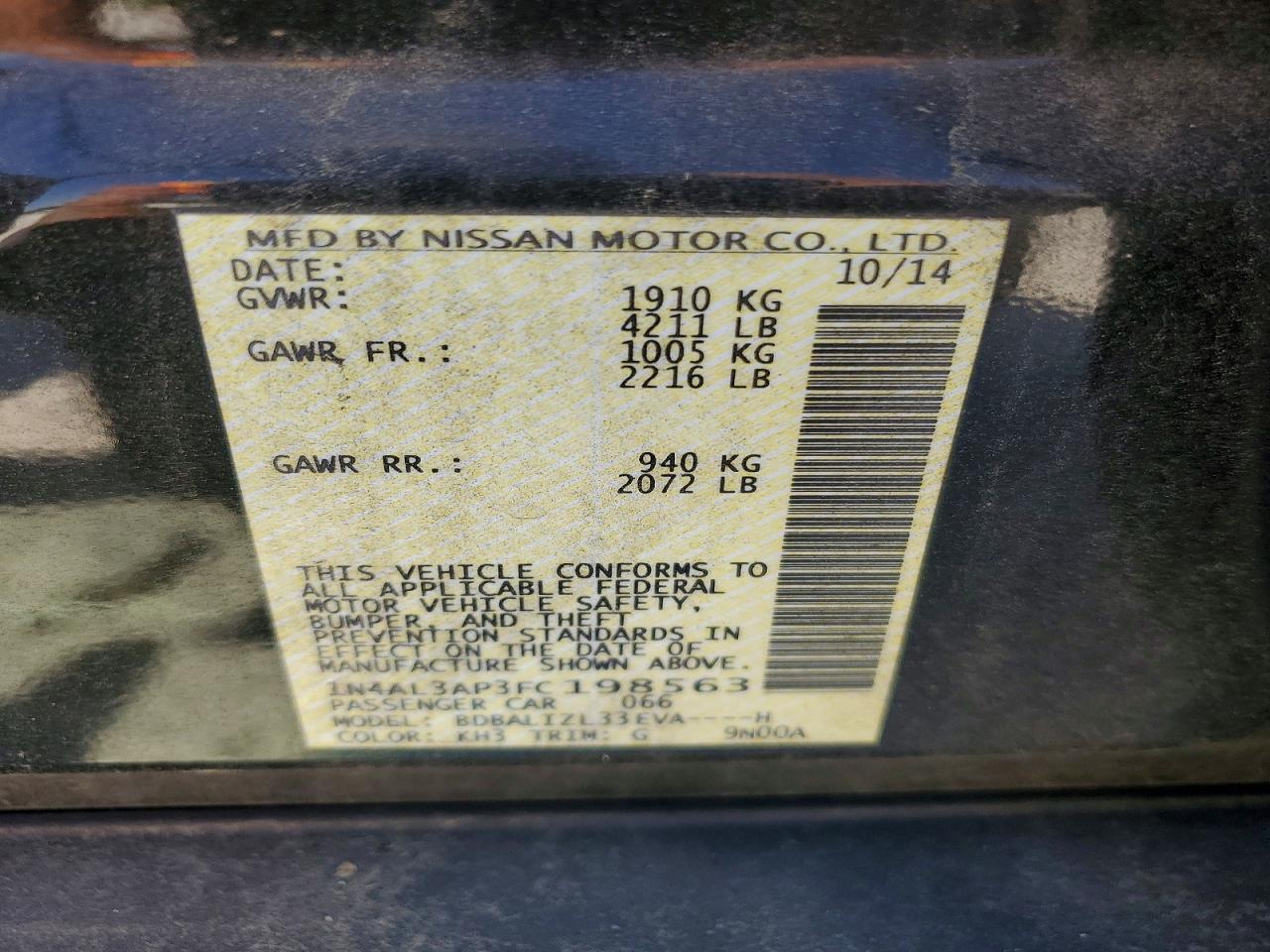 2015 NISSAN ALTIMA 2.5 SV photo 23