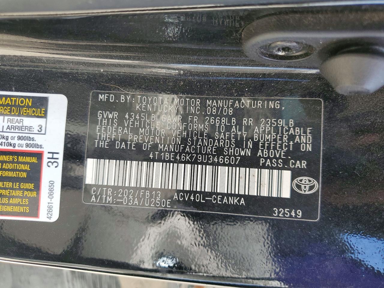 2009 TOYOTA CAMRY LE photo 25