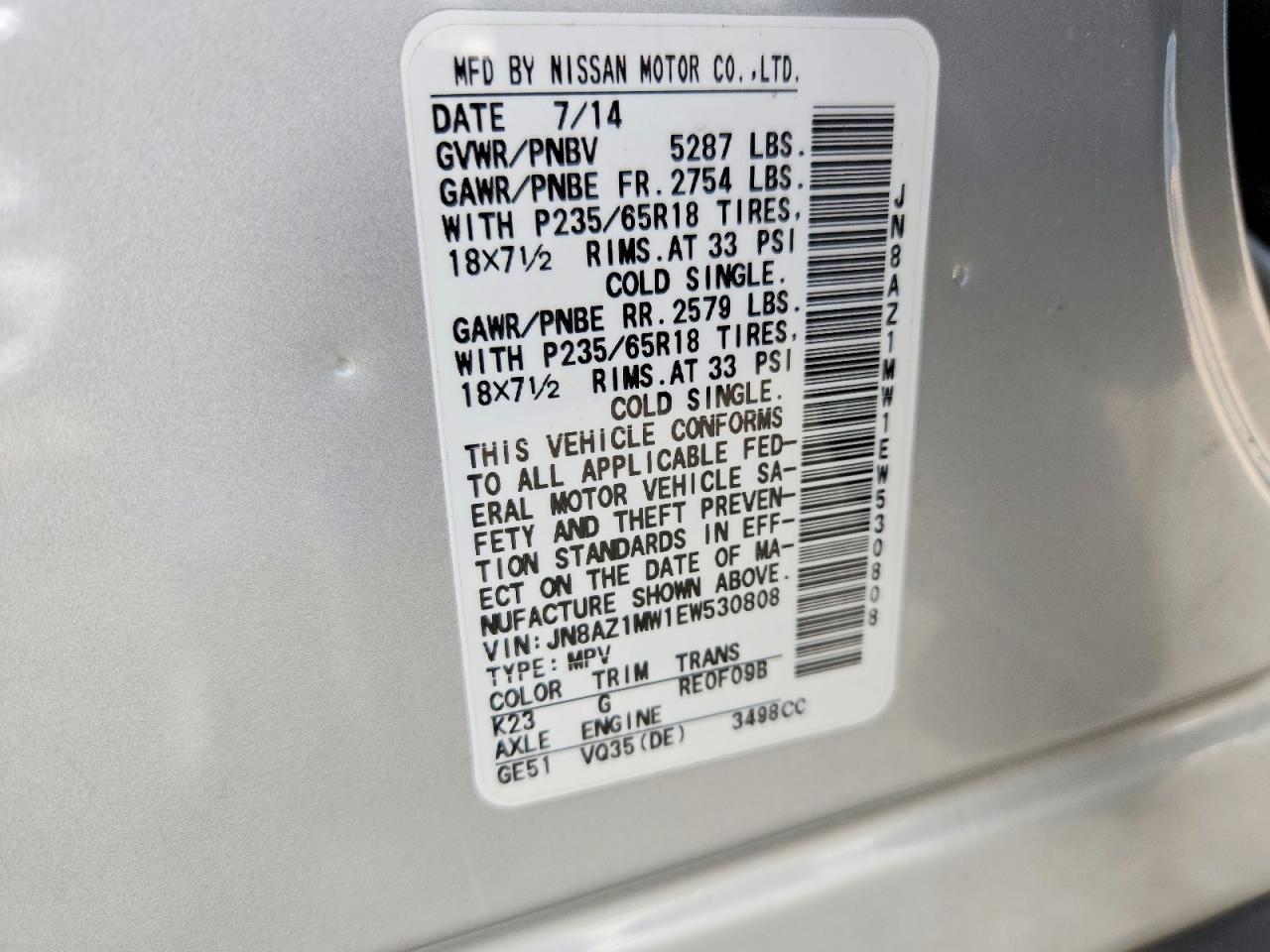 2014 NISSAN MURANO SL photo 27