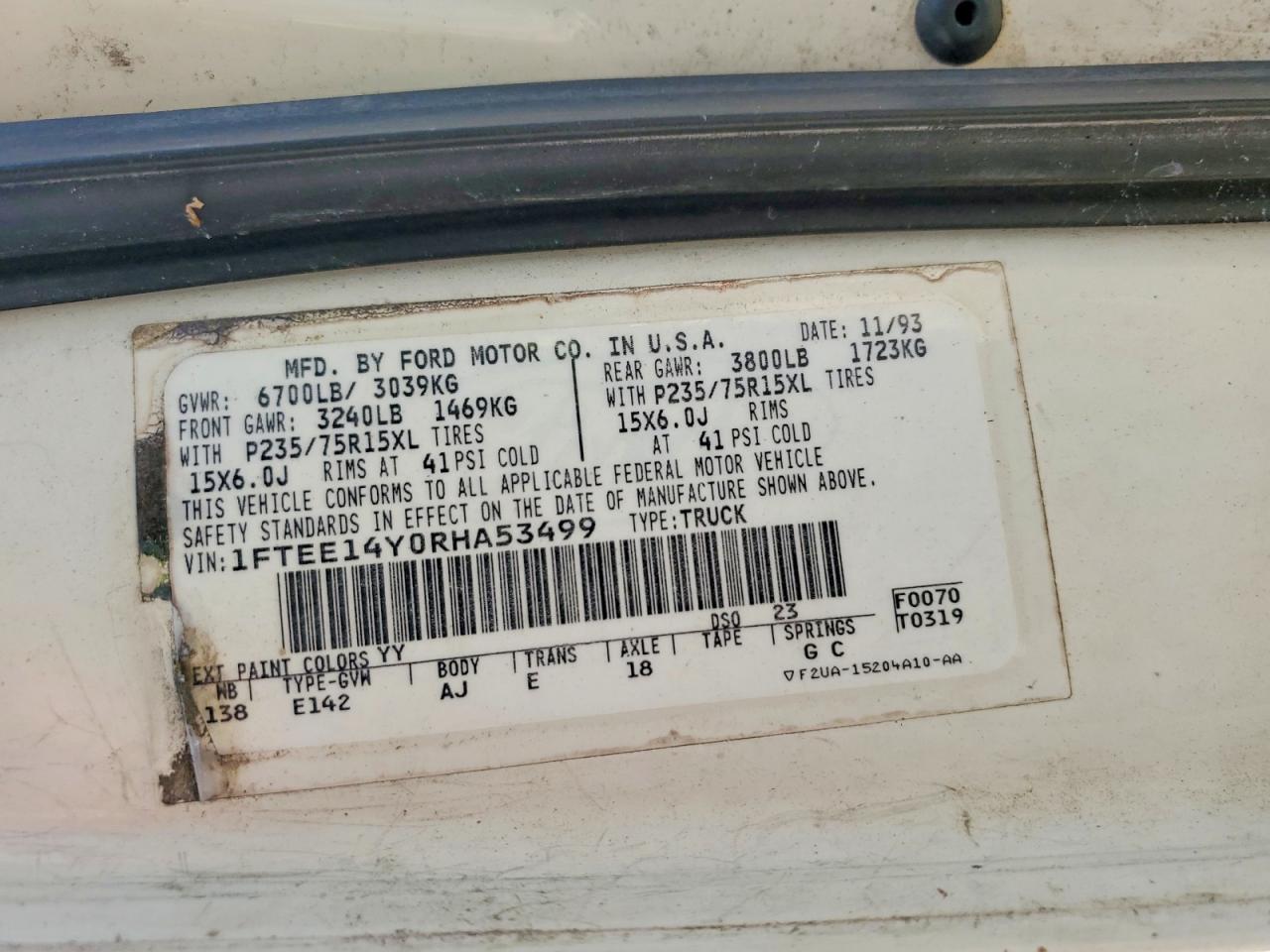 1994 FORD ECONOLINE E150 VAN photo 37