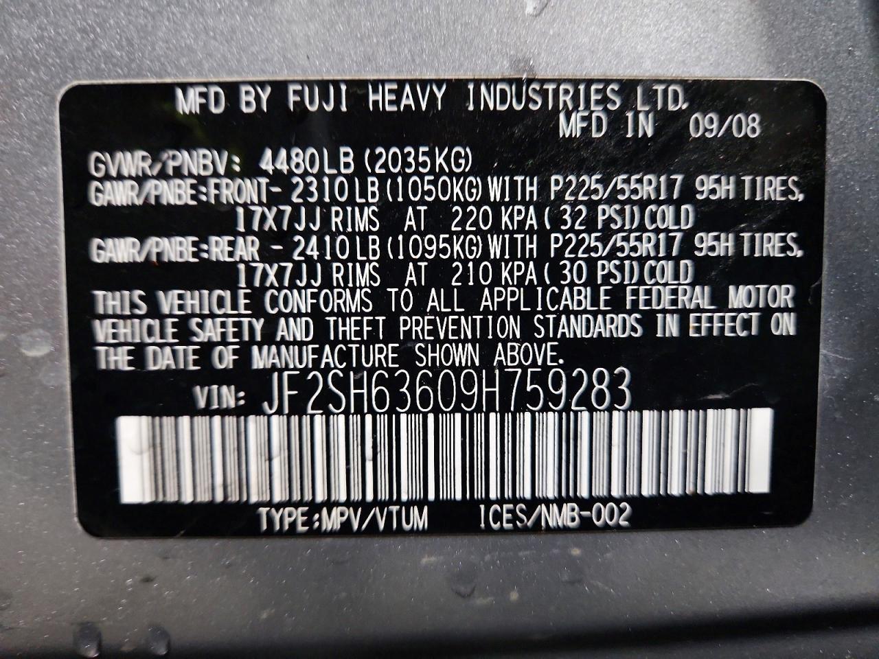 2009 SUBARU FORESTER 2.5X PREMIUM photo 13