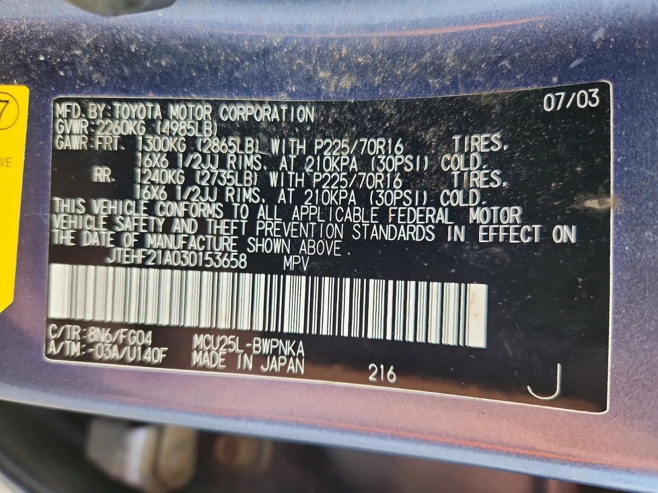 2003 TOYOTA HIGHLANDER LIMITED photo 37