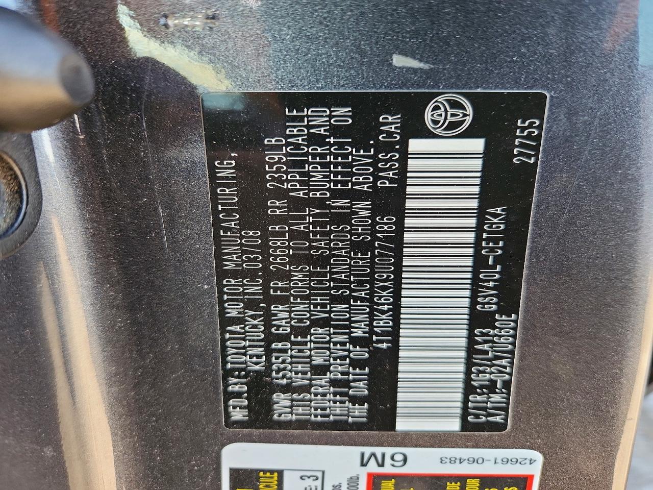 2009 TOYOTA CAMRY XLE V6 photo 25
