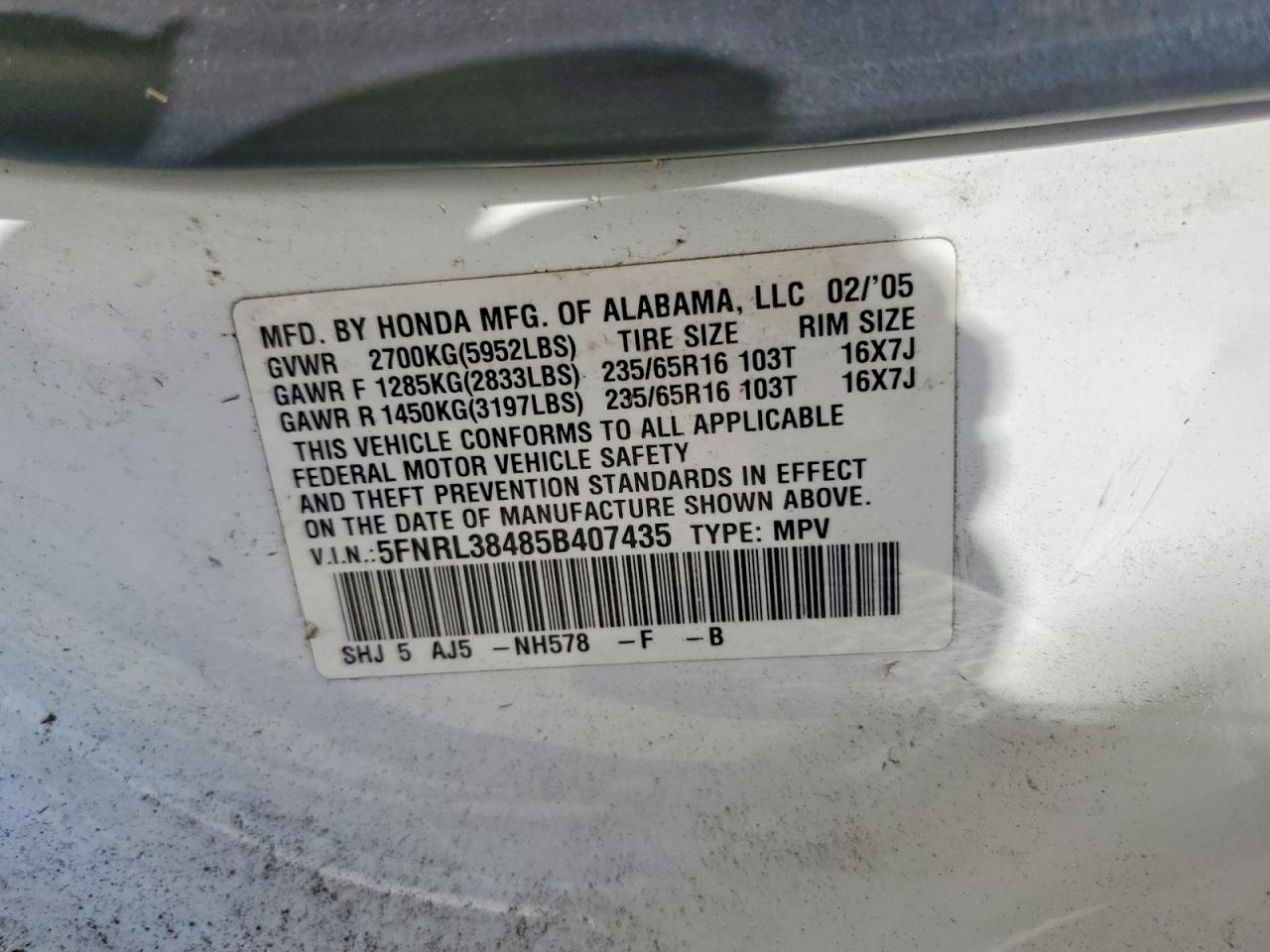 2005 HONDA ODYSSEY EX photo 27