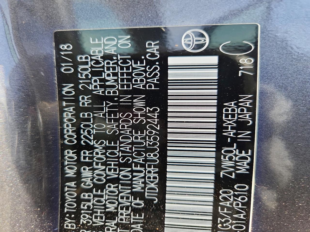 2018 TOYOTA PRIUS TWO photo 23