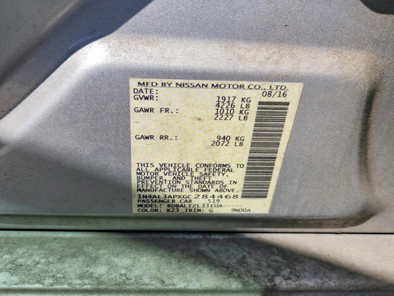 2016 NISSAN ALTIMA 2.5 SV photo 34