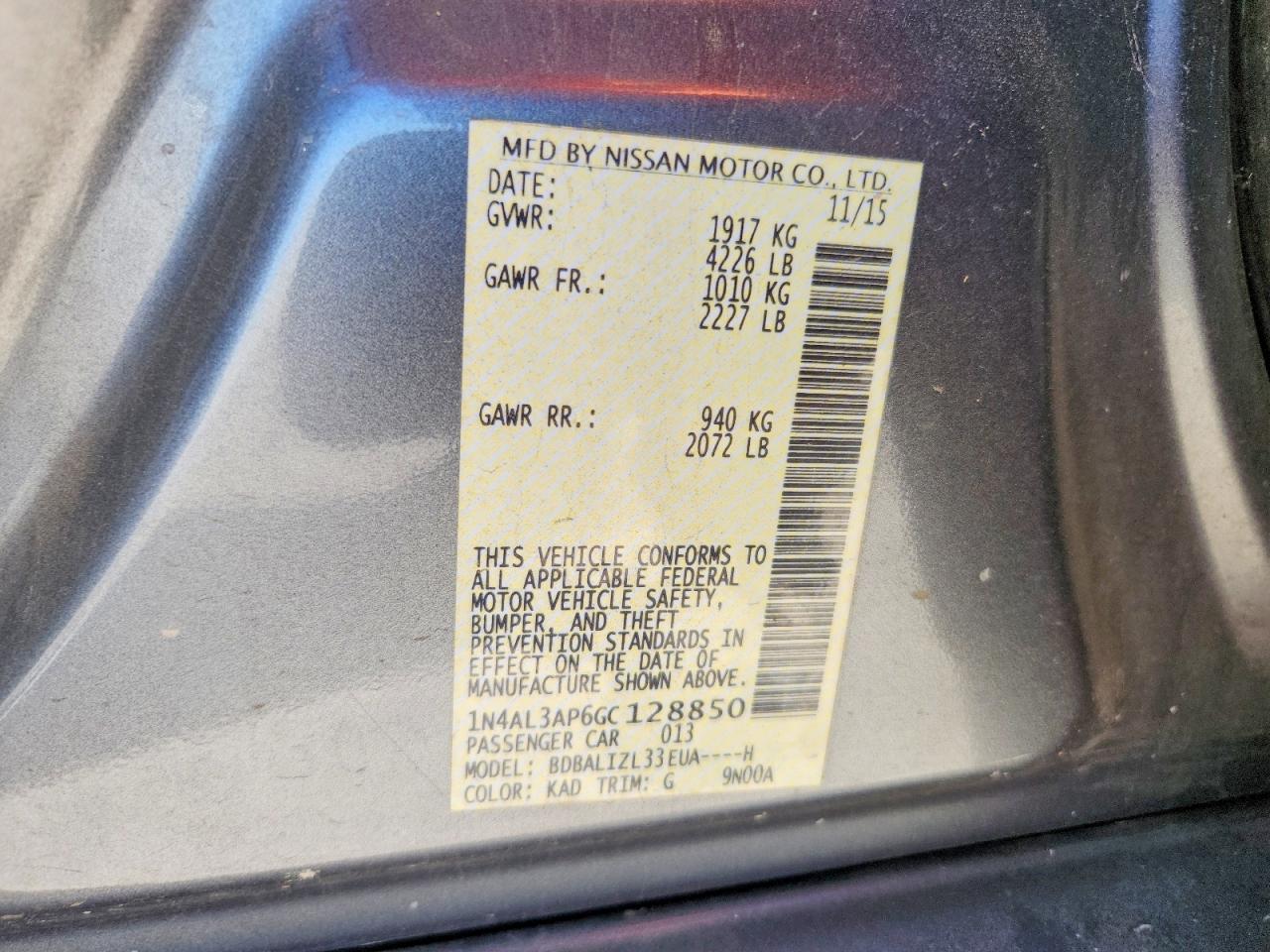 2016 NISSAN ALTIMA 2.5 SV photo 34