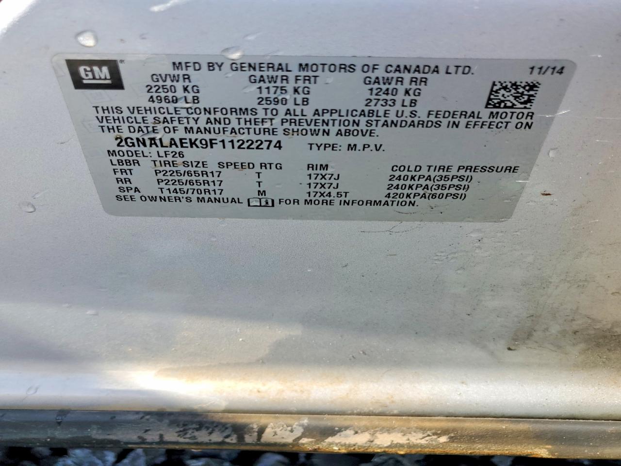 2015 CHEVROLET EQUINOX LS photo 37