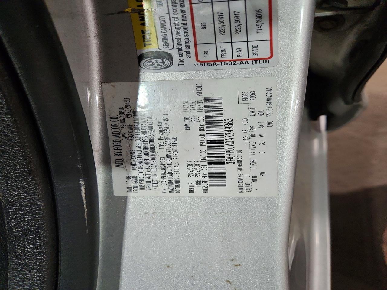 2010 FORD FUSION SEL photo 12