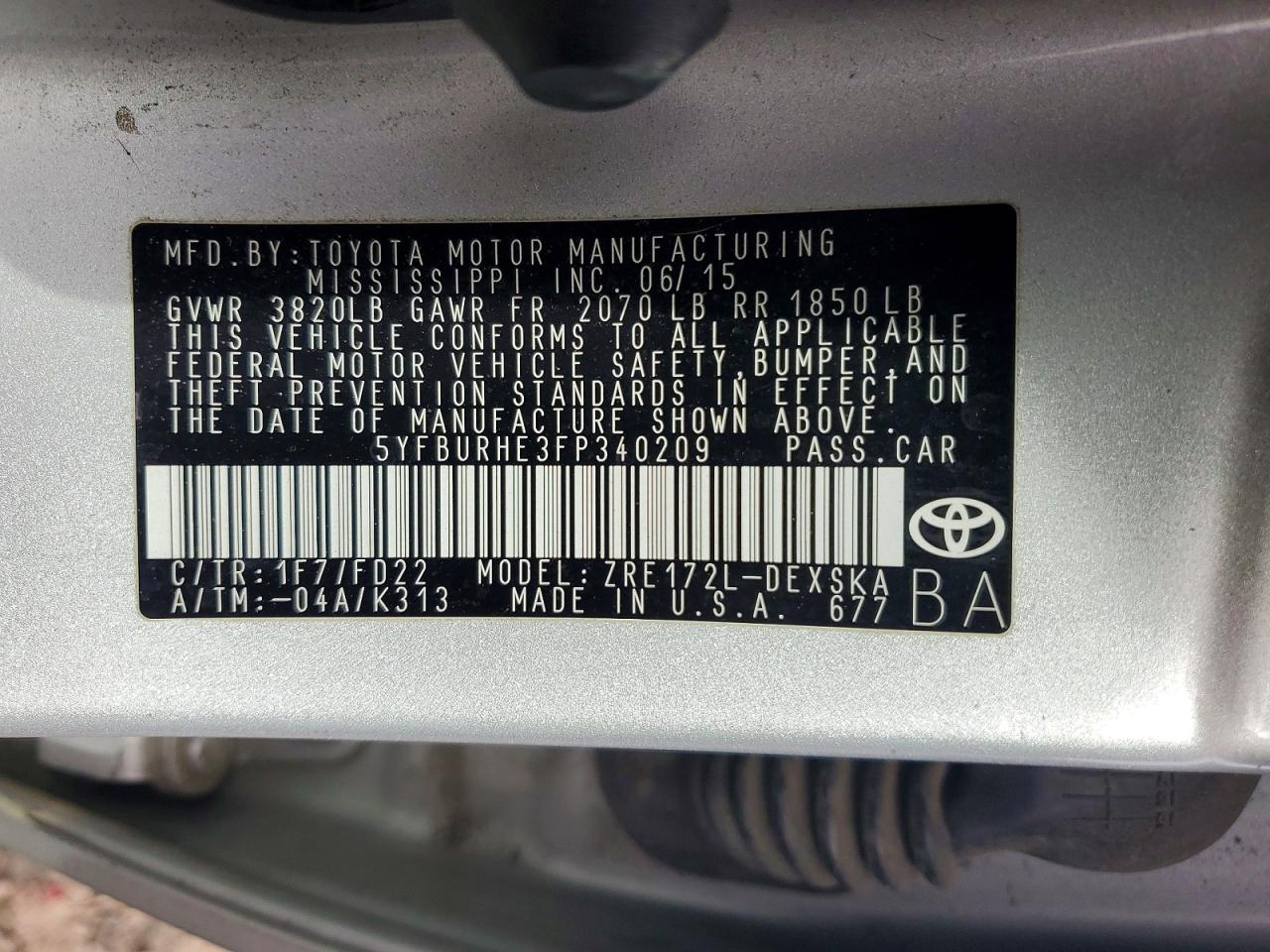 2015 TOYOTA COROLLA S PLUS photo 25