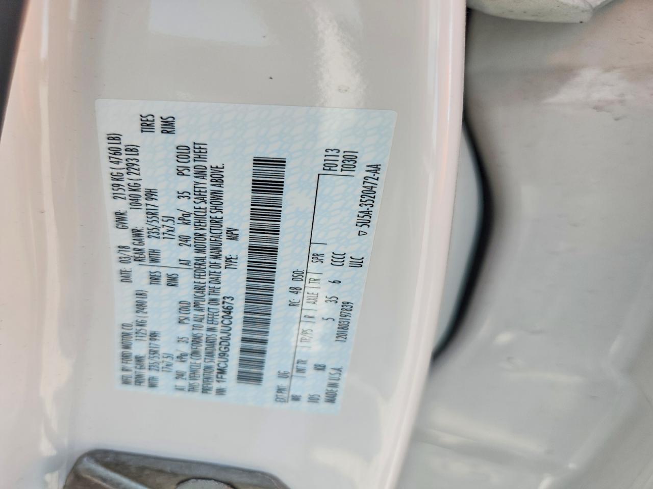 2018 FORD ESCAPE SE photo 37