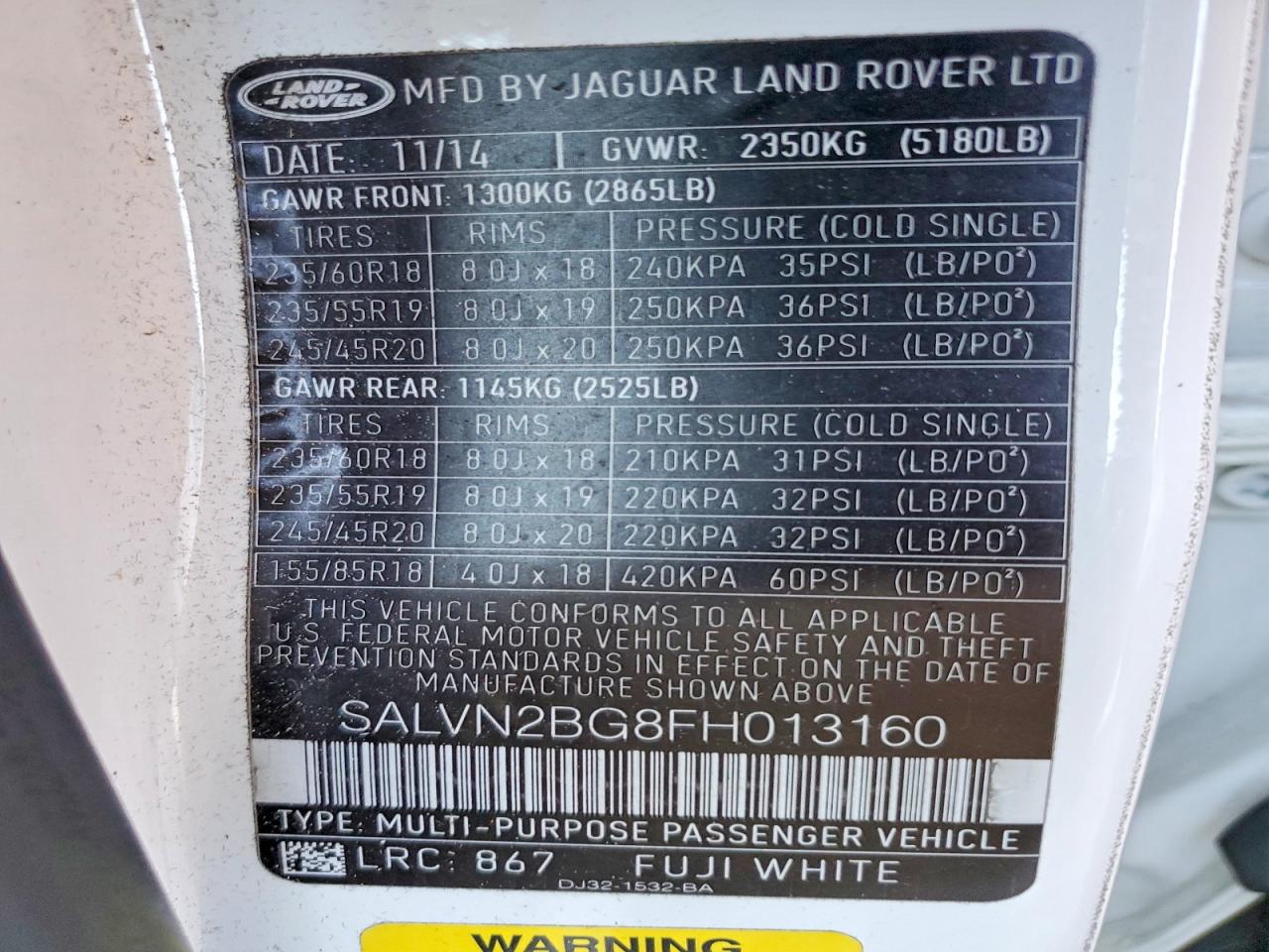2015 LAND ROVER RANGE ROVER EVOQUE PURE photo 25