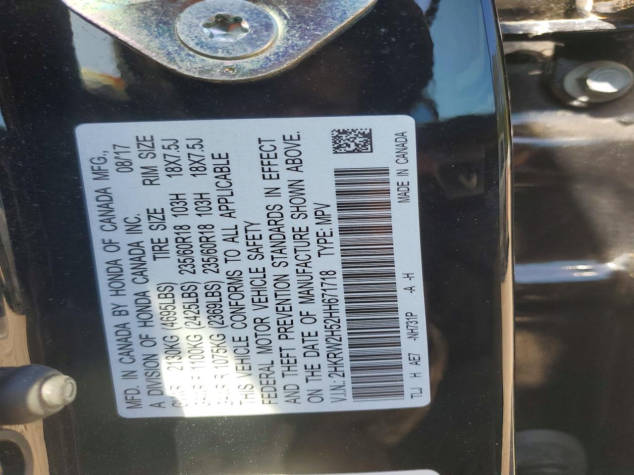 2017 HONDA CR-V EX photo 34