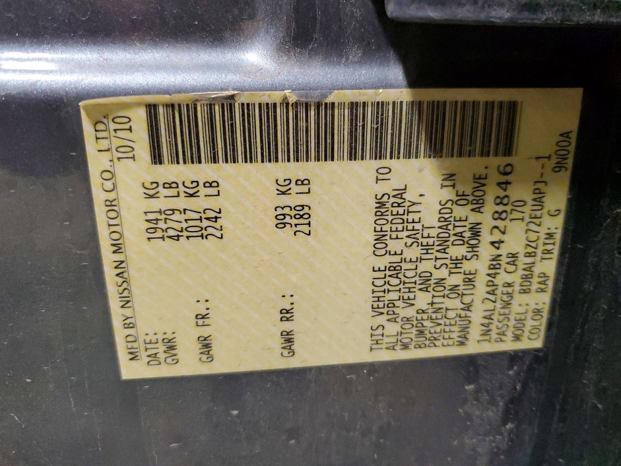 2011 NISSAN ALTIMA 2.5 photo 34