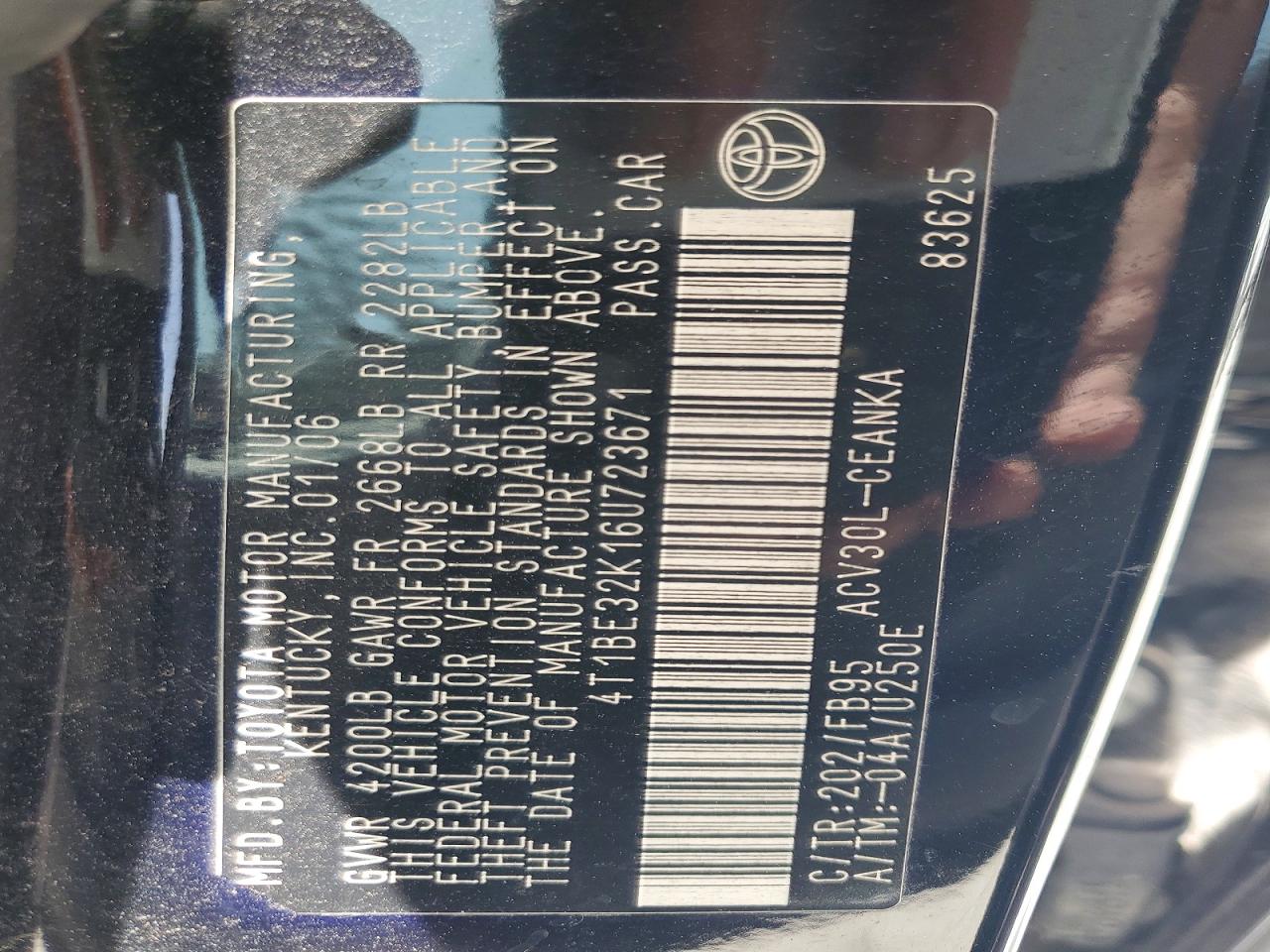 2006 TOYOTA CAMRY LE photo 23