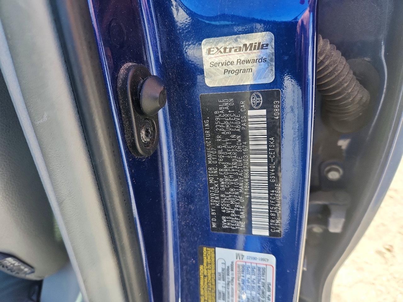 2007 TOYOTA CAMRY SE V6 photo 12
