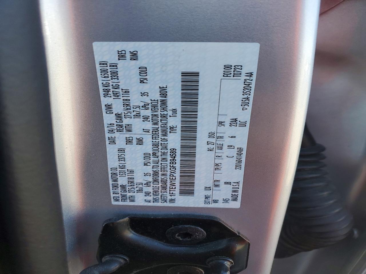 2016 FORD F150 SUPERCREW photo 34